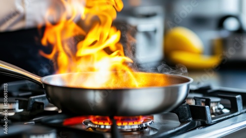 Kitchen Fire, Cooking, Flames, Pan photo