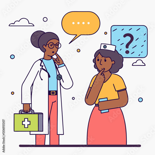Illustration vectorielle d'un patient avec son docteur