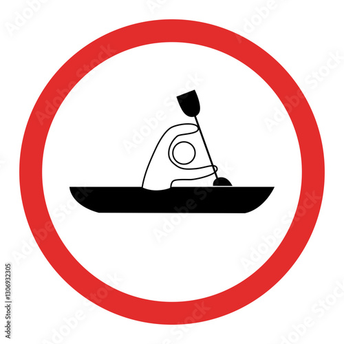 No Kayaking Prohibited Sign Icon
