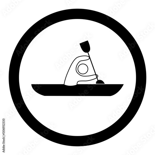 Kayaker Paddling Icon