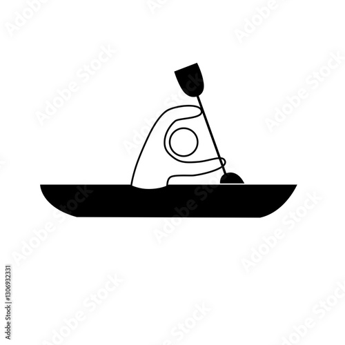 Kayaker Paddling Icon