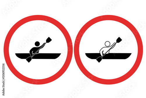 No Kayaking Prohibited Sign Icons