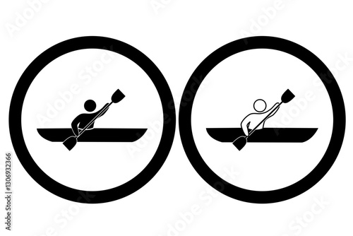 Kayaker Paddling Icons