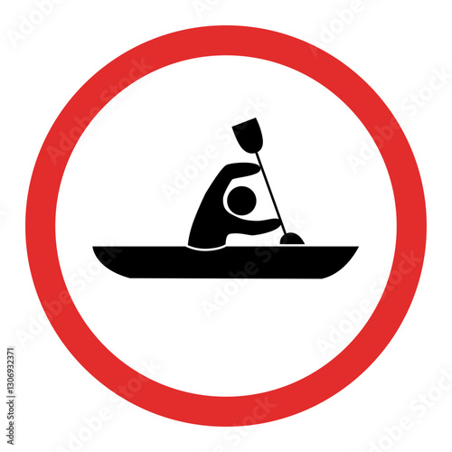 No Kayaking Prohibited Sign Icon