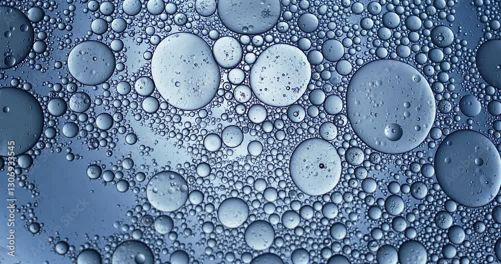 Slow motion macro of floating micro particles molecules in liquid are analyzed with microscope by chemist during innovative new medical research and analysis in scientific pharmaceutical laboratory.