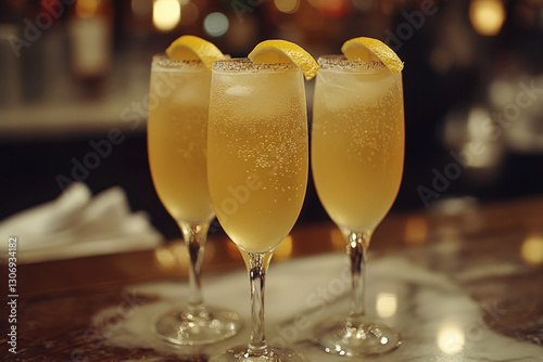 An elegant image of Bucks Fizz cocktails at a celebratory event photo