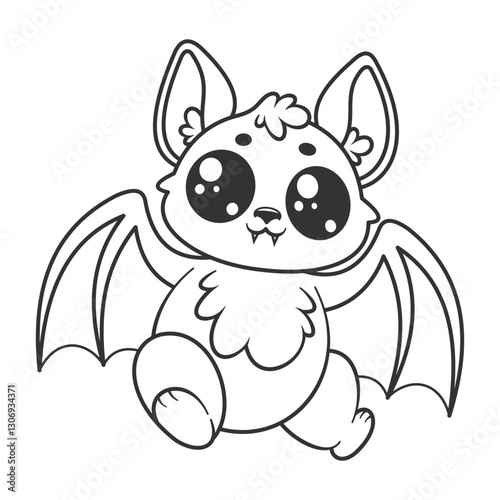 Cute bat jumping, for coloring