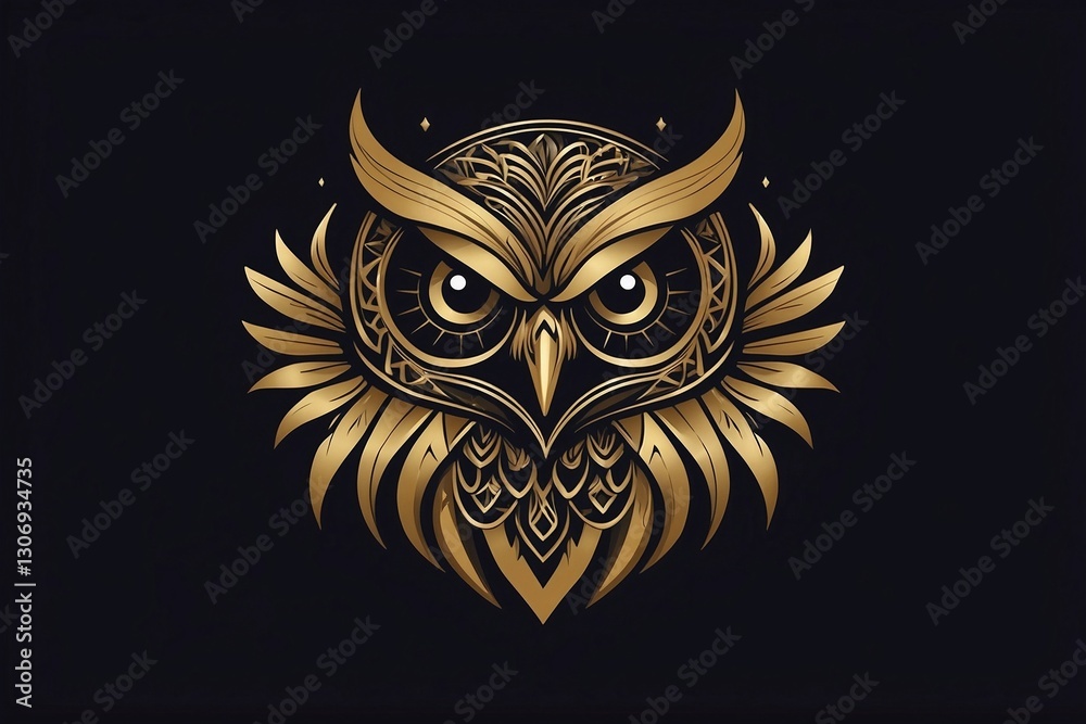 Minimalist logo featuring a cute owl on a black background, modern design in stencil graphic style with tattoo elements Minimalist logo featuring a cute owl on a black background, modern design in stencil graphic style with tattoo elements