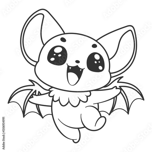 Cute bat feels very happy, for coloring