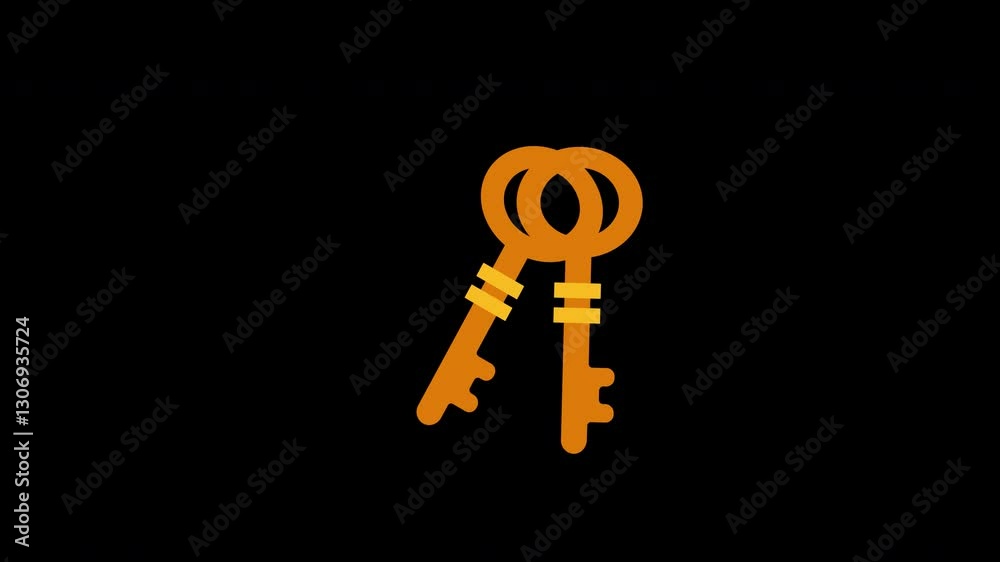 Pair of keys, security icon concept animation with alpha channel Pair of keys, security icon concept animation with alpha channel