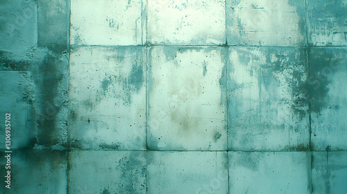 Weathered teal concrete wall texture, urban background, architectural detail, design element