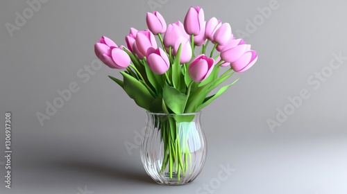 Wallpaper Mural bunch of pink tulips on gray background . ai generated Torontodigital.ca