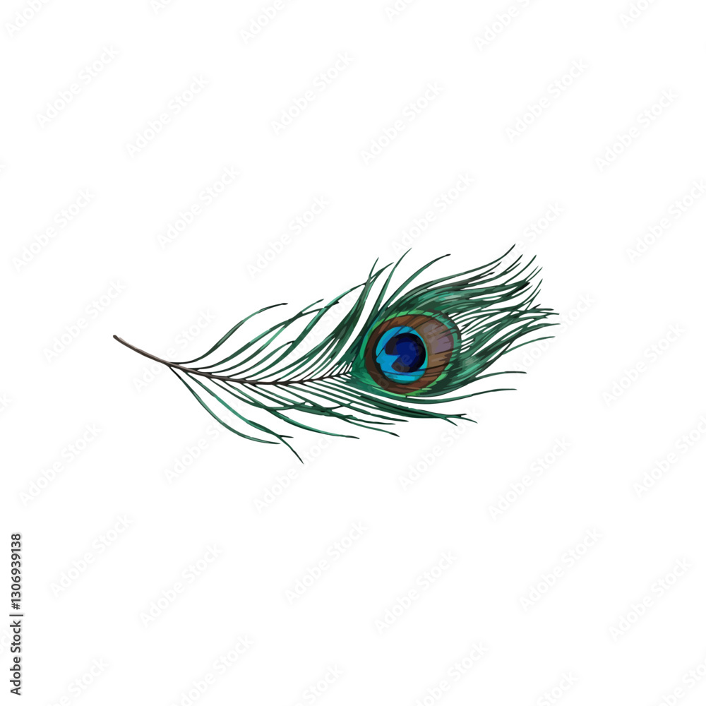 Fototapeta premium Peacock Eye Feather Vector Logo Design