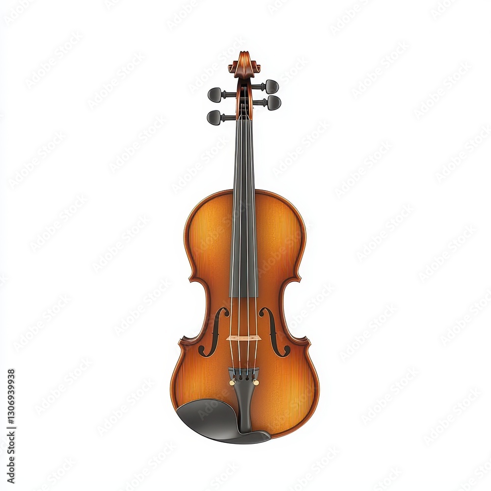 Fototapeta premium Realistic 3D Icon Cartoon of a Classic Violin with a Wooden Bow isolated on clear white background