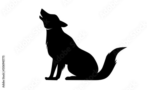 Wolf graphic icon. Wolf sits and howls sign isolated on white background. Vector illustration