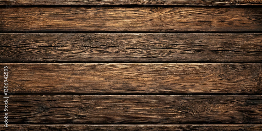 Fototapeta premium Rustic brown wood plank texture background, horizontal lines, aged surface, for design