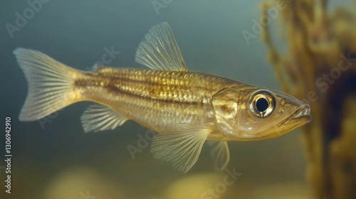 Stickleback in Freshwater Lake: Wildlife Photography of Three-Spined Stickleback Fish in Natural River Habitat