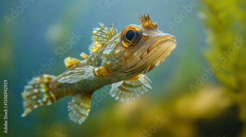 Stickleback: Three Spined Fish in Freshwater Pound. Underwater Shot in Lake