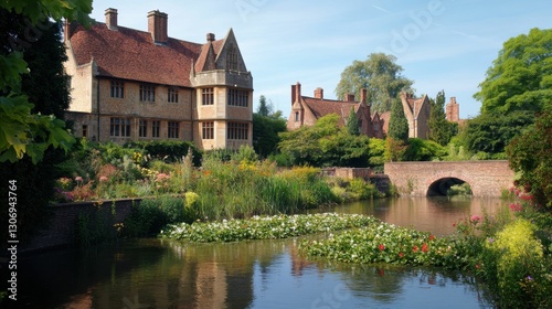Stratford Upon Avon. Hall's Croft Gardens View in the Birthplace of Shakespeare