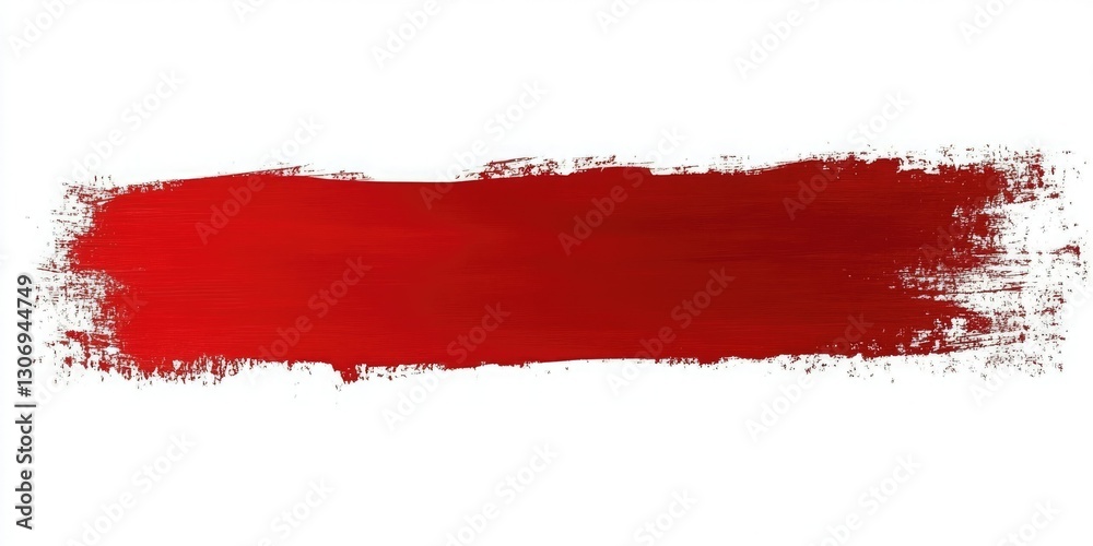 Vivid red paint stroke on a blank canvas creating an impactful visual statement in modern art Vivid red paint stroke on a blank canvas creating an impactful visual statement in modern art