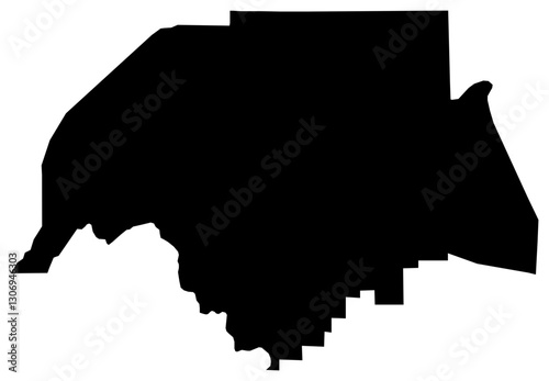 Etowah county Alabama detailed blank black map on transparent background