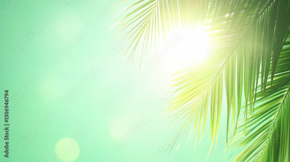 Obraz premium on tropical beach with palm trees and turquoise water