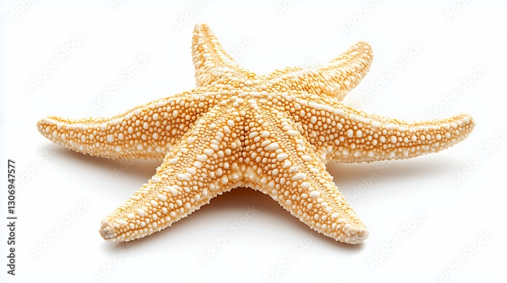 Beige Starfish on White Background Detailed Close Up Beige Starfish on White Background Detailed Close Up