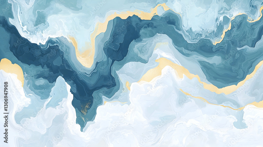 Obraz premium Abstract Blue Gold Swirl Texture Background for Design