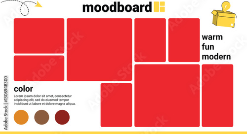 Mood board yellow template bento grid