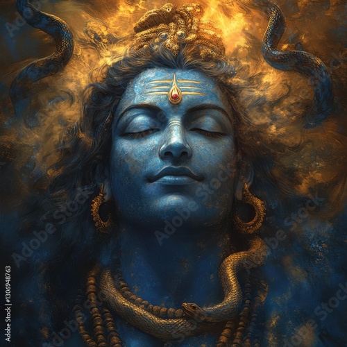 Majestic Depiction of Lord Shiva with Cosmic Energy
