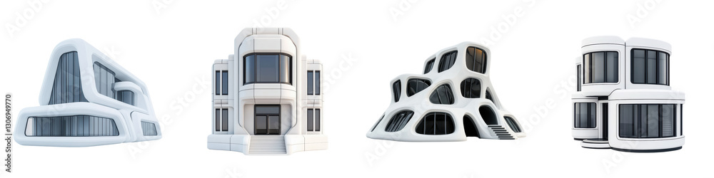 This image showcases a captivating and innovative futuristic architectural design with a striking geometric facade and contemporary elements This image showcases a captivating and innovative futuristic architectural design with a striking geometric facade and contemporary elements