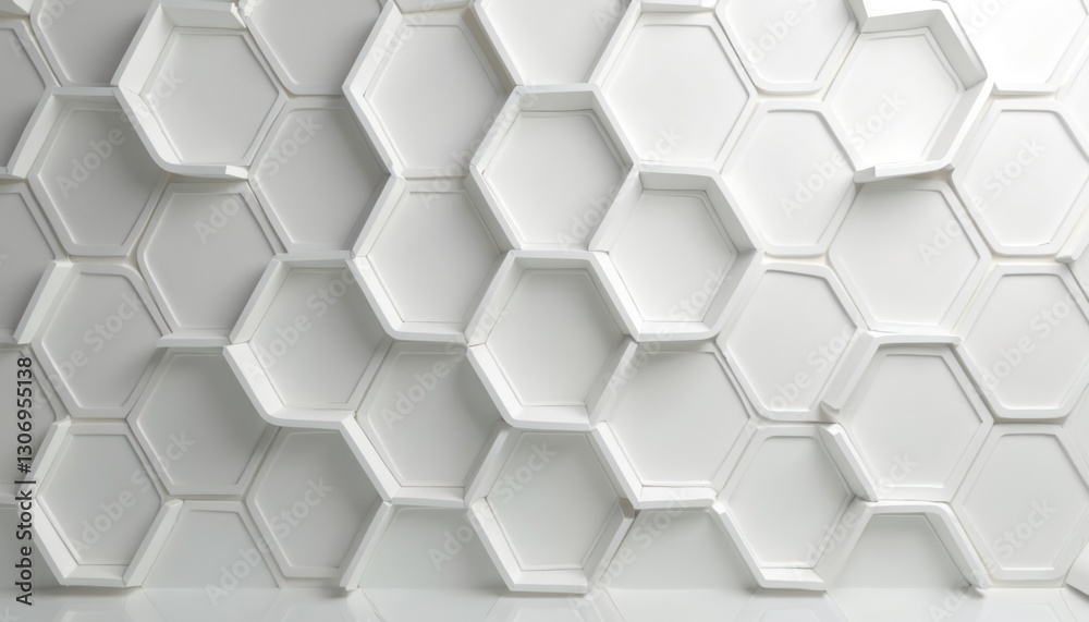Abstract white hexagon tile background 3D render. Geometric design, clean, simple. Futuristic tech, science wallpaper. Modern architecture graphic art. Light, shadow, contrast. Minimal wall, floor Abstract white hexagon tile background 3D render. Geometric design, clean, simple. Futuristic tech, science wallpaper. Modern architecture graphic art. Light, shadow, contrast. Minimal wall, floor
