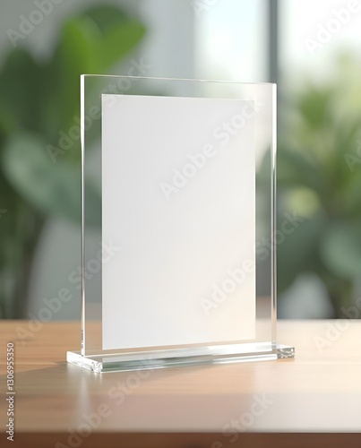 modern minimalist sign, clean acrylic stand design, photography of acrylic display, artistic retail display, high-resolution stock photo of blank sign, signage inspiration for designers, empty sign te