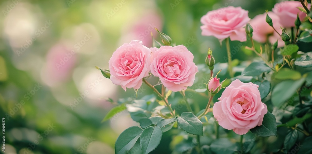 Lovely pink roses blooming in a garden. Lovely pink roses blooming in a garden.