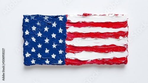 Abstract Painted American Flag on White Surface