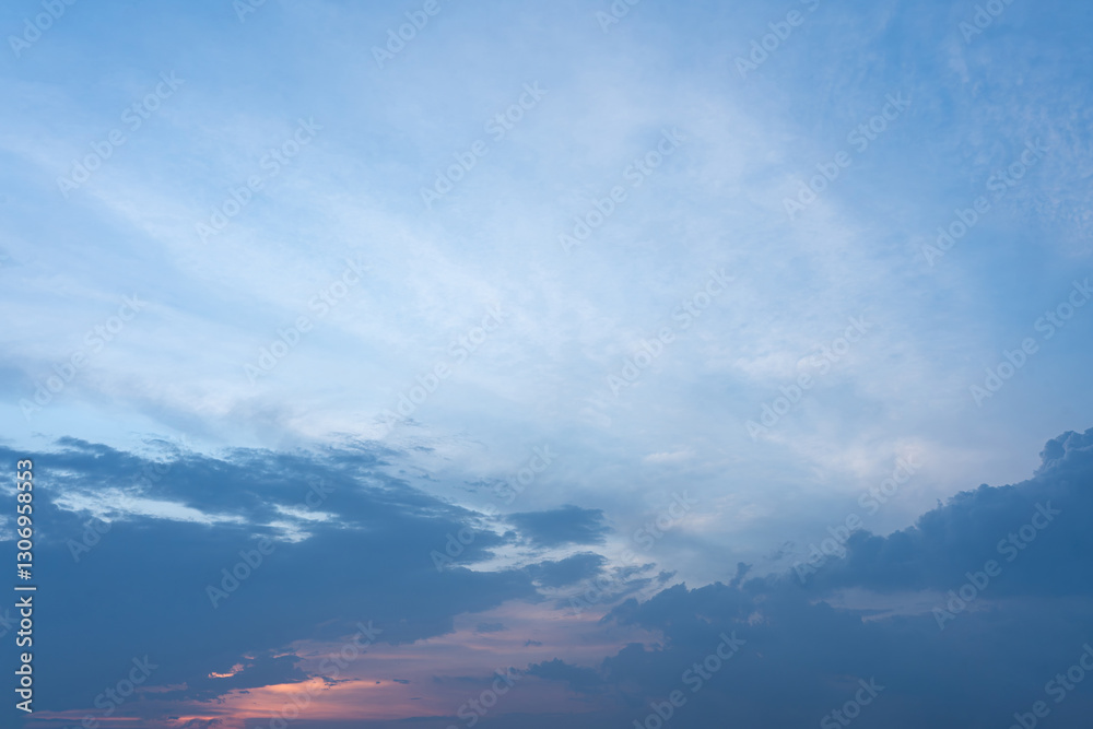 Serene Twilight Sky Blue Hour Cloudscape with Pastel Sunset Hues Serene Twilight Sky Blue Hour Cloudscape with Pastel Sunset Hues