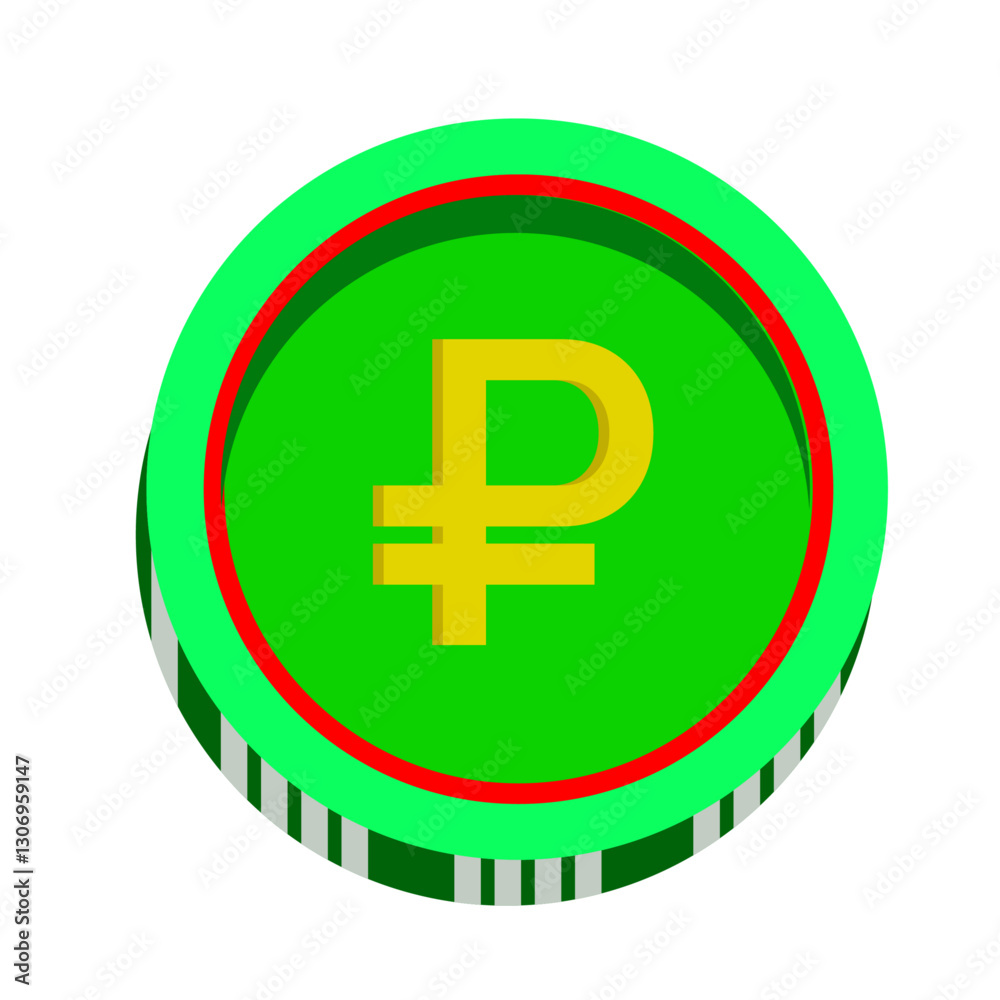 Obraz premium Ruble currency coin symbol. Coin ruble currency icon. Ruble sign icon coin. Green Coin Ruble. 