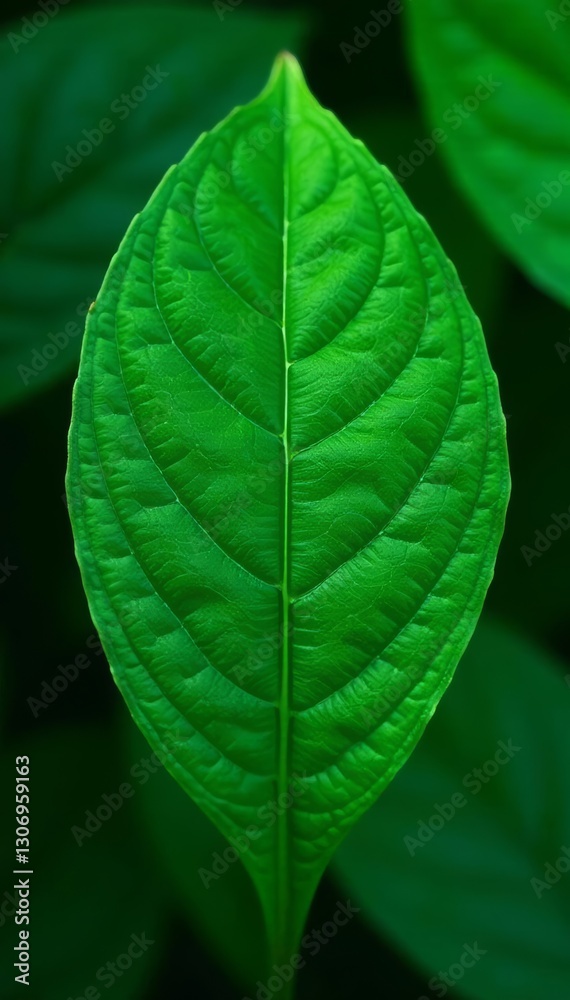 Obraz premium Emerald green leaf surface, glistening texture, leaf, water droplets