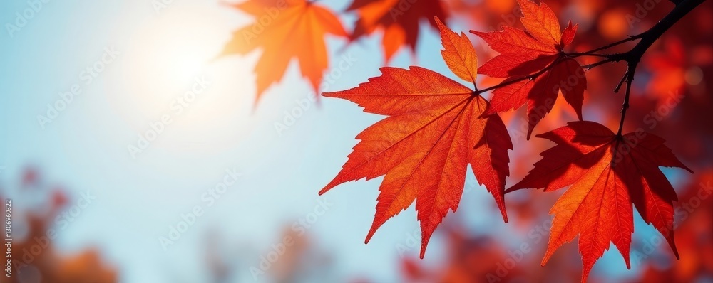 Starburst of crimson and gold sweetgum leaves against a clear autumn sky , texture, background, fall foliage Starburst of crimson and gold sweetgum leaves against a clear autumn sky , texture, background, fall foliage