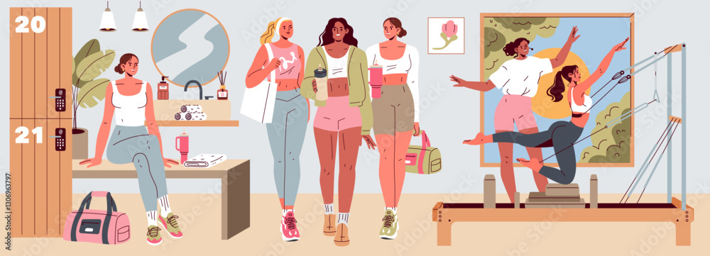 Fototapeta premium Pilates. Flat Vector Illustration