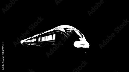 High-Speed Train in Neon Lights