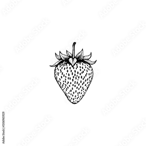 Hand drawn strawberry fruits. Engraving style black and white on white backgrounds. Vector