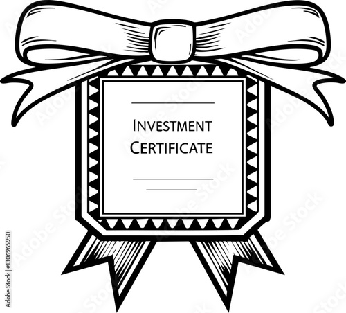 gold investment and diversification icons corrections Investment certificate with a decorative ribbon and border design.