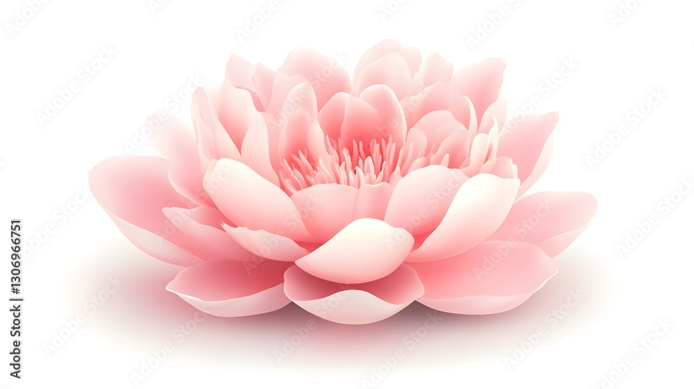 Fototapeta premium Pink peony flower icon with soft edges,