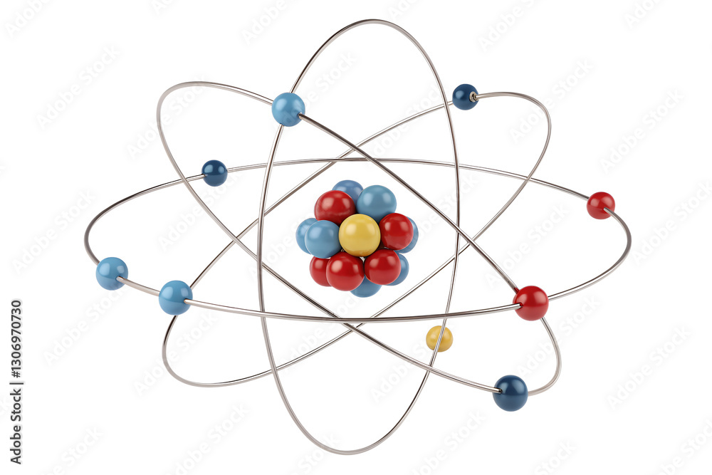 Model of an atom with electron orbits and nucleus Model of an atom with electron orbits and nucleus