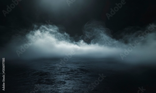 Eerie Fog Rolling Over Dark Landscape Creates a Mysterious Atmosphere