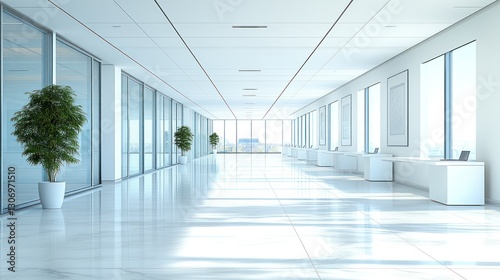 Wallpaper Mural Modern office hallway, city view, sunlight, design Torontodigital.ca