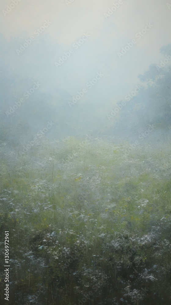 Fototapeta premium Acrylic paint of meadow outdoors nature plant.