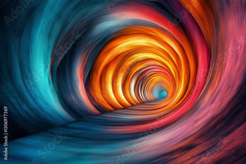 Colorful Tunnel With Vibrant Lights and Reflections in a Futuristic Environment