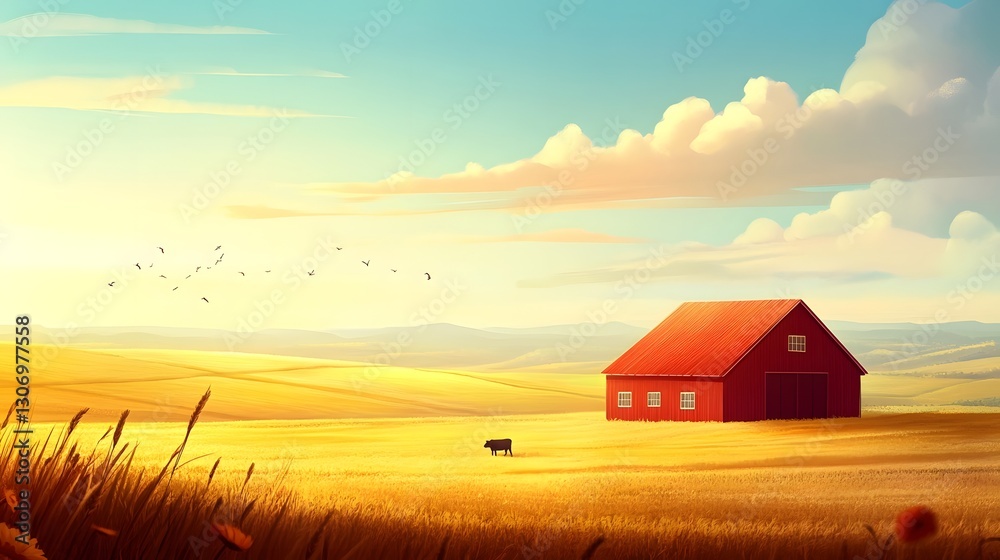 Crimson barn, sun-drenched fields, and a gentle breeze. This idyllic scene whispers of peace and quiet contemplation. Crimson barn, sun-drenched fields, and a gentle breeze. This idyllic scene whispers of peace and quiet contemplation.